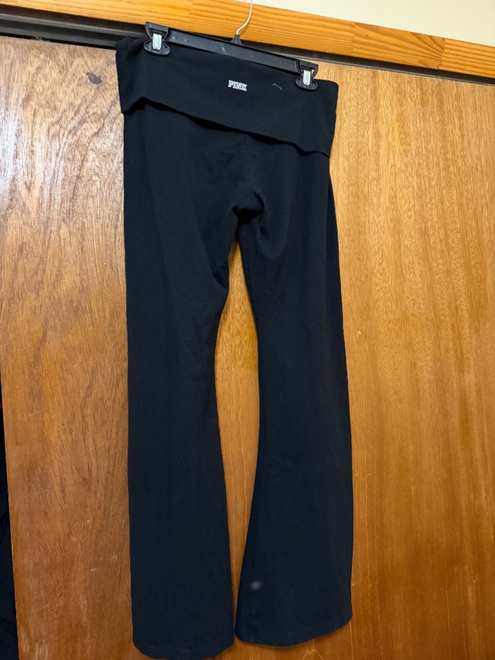 INK Victoria's Secret ALL-DAY COTTON FOLDOVER FLARE LEGGINGS Large Black - Picture 3 of 7